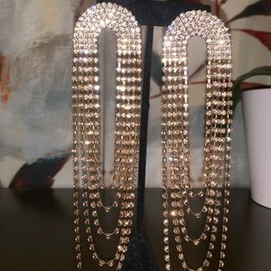 Gold or sliver diamond rainbow drop earrings